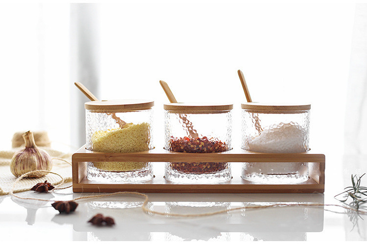 Household Kitchen Glass Seasoning Box Bamboo Lid Seasoning Bottle - Image 2