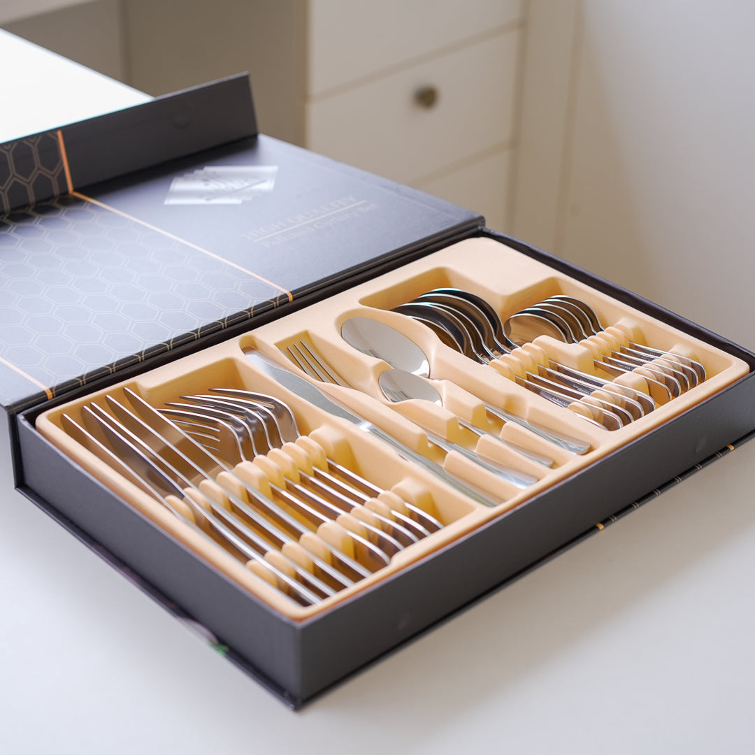 24-Piece Stainless Steel Cutlery Set | Premium Collection | Gold |Silver - Image 6
