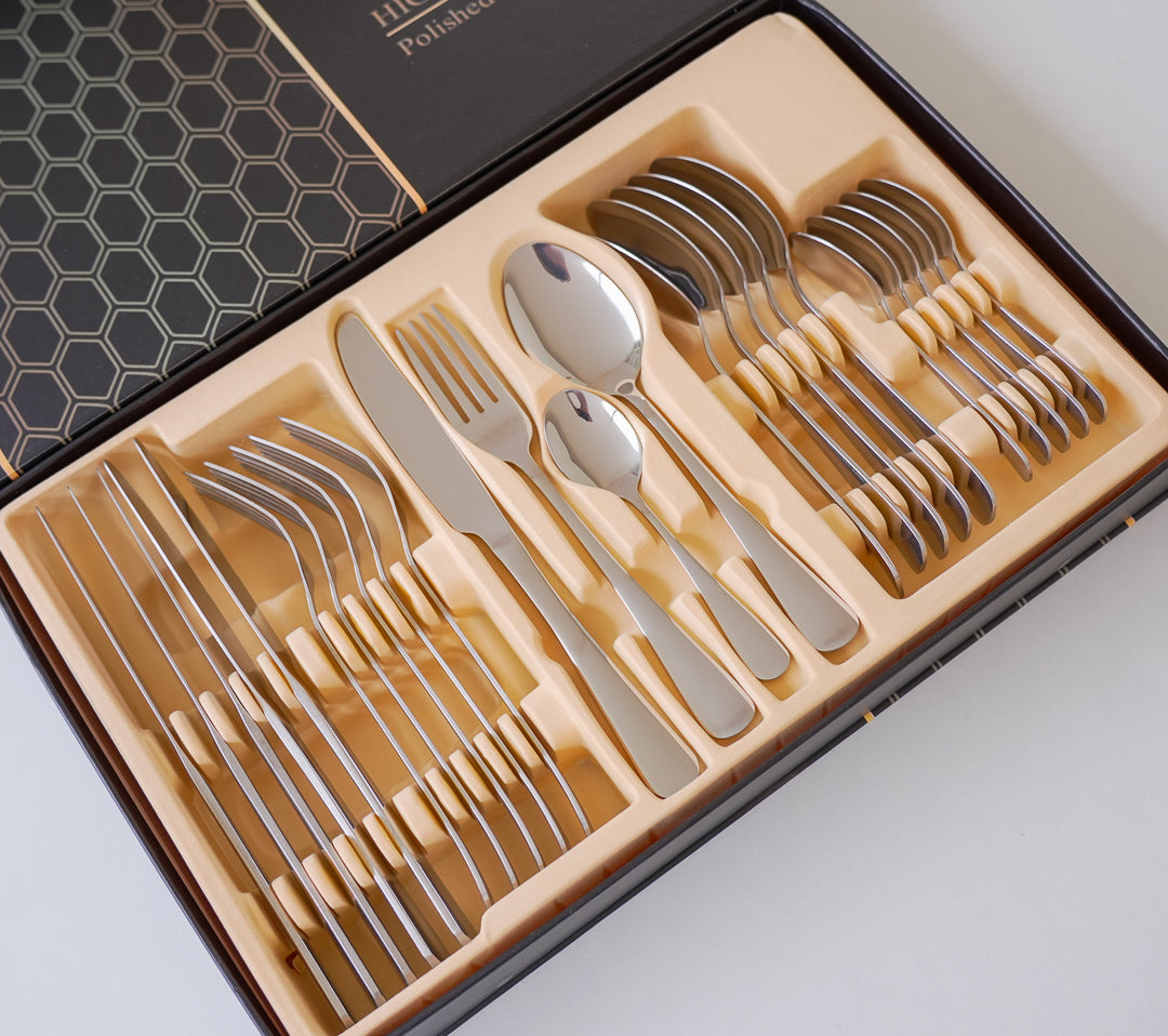 24-Piece Stainless Steel Cutlery Set | Premium Collection | Gold |Silver - Image 7