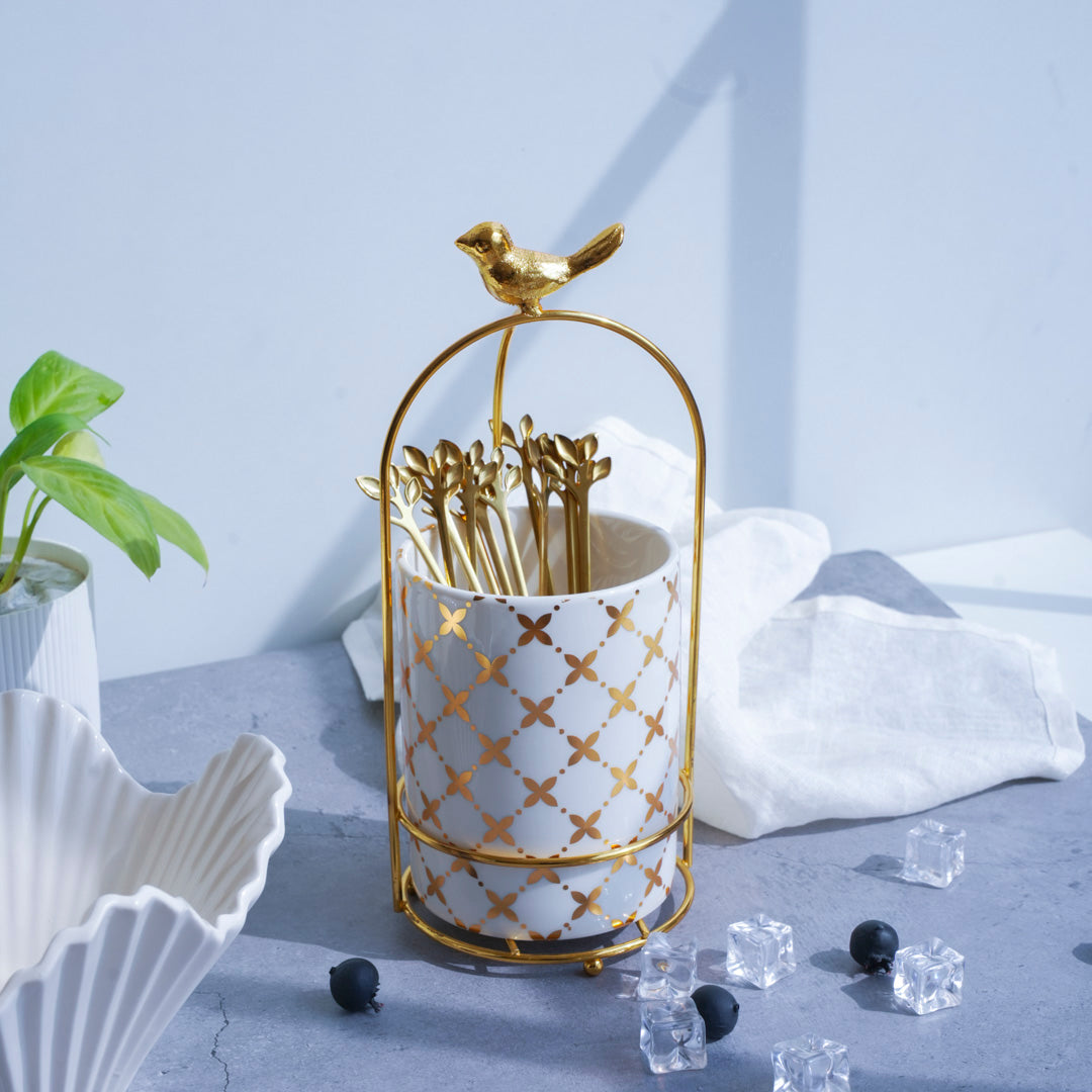Cutlery Stand - Large size - White & Gold - Multipurpose Dining and Home Decor Organizer - Image 10
