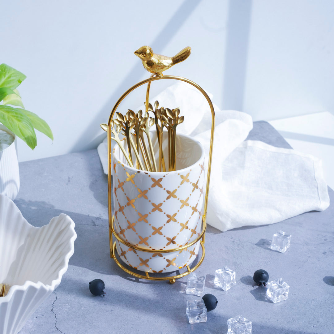 Cutlery Stand - Large size - White & Gold - Multipurpose Dining and Home Decor Organizer - Image 12