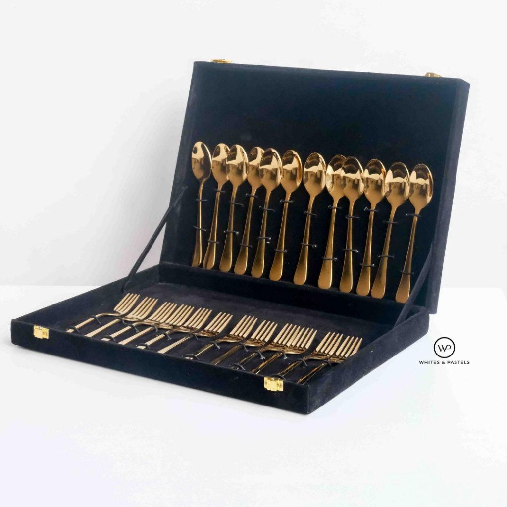 Gold Spoon and Fork | Set of 12 | Set of 24 | 304 Stainless Steel
