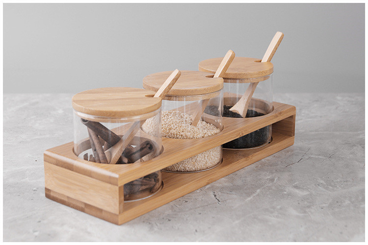 Household Kitchen Glass Seasoning Box Bamboo Lid Seasoning Bottle - Image 4