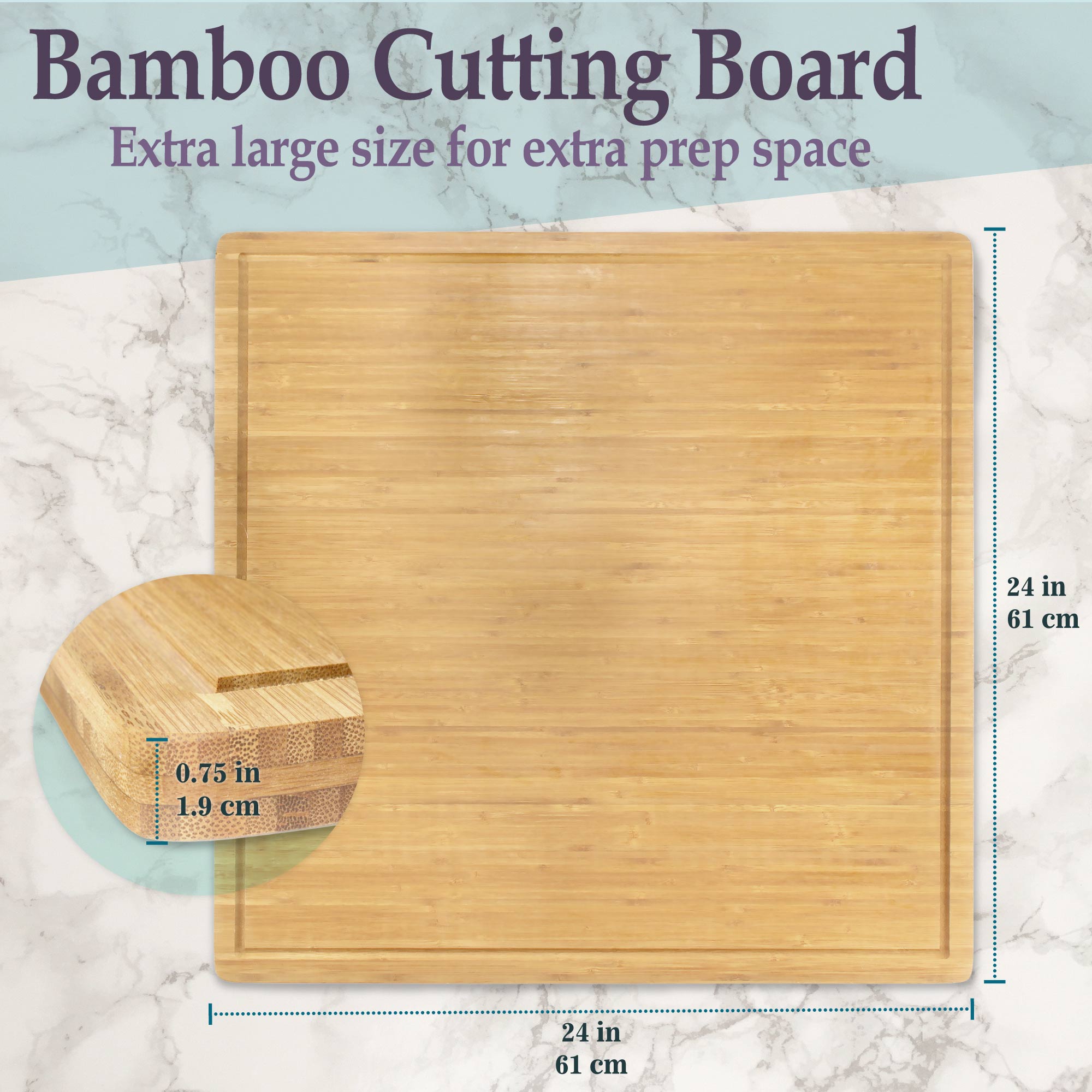 Extra Large Flat/Grooved Bamboo Cutting Board - Image 7