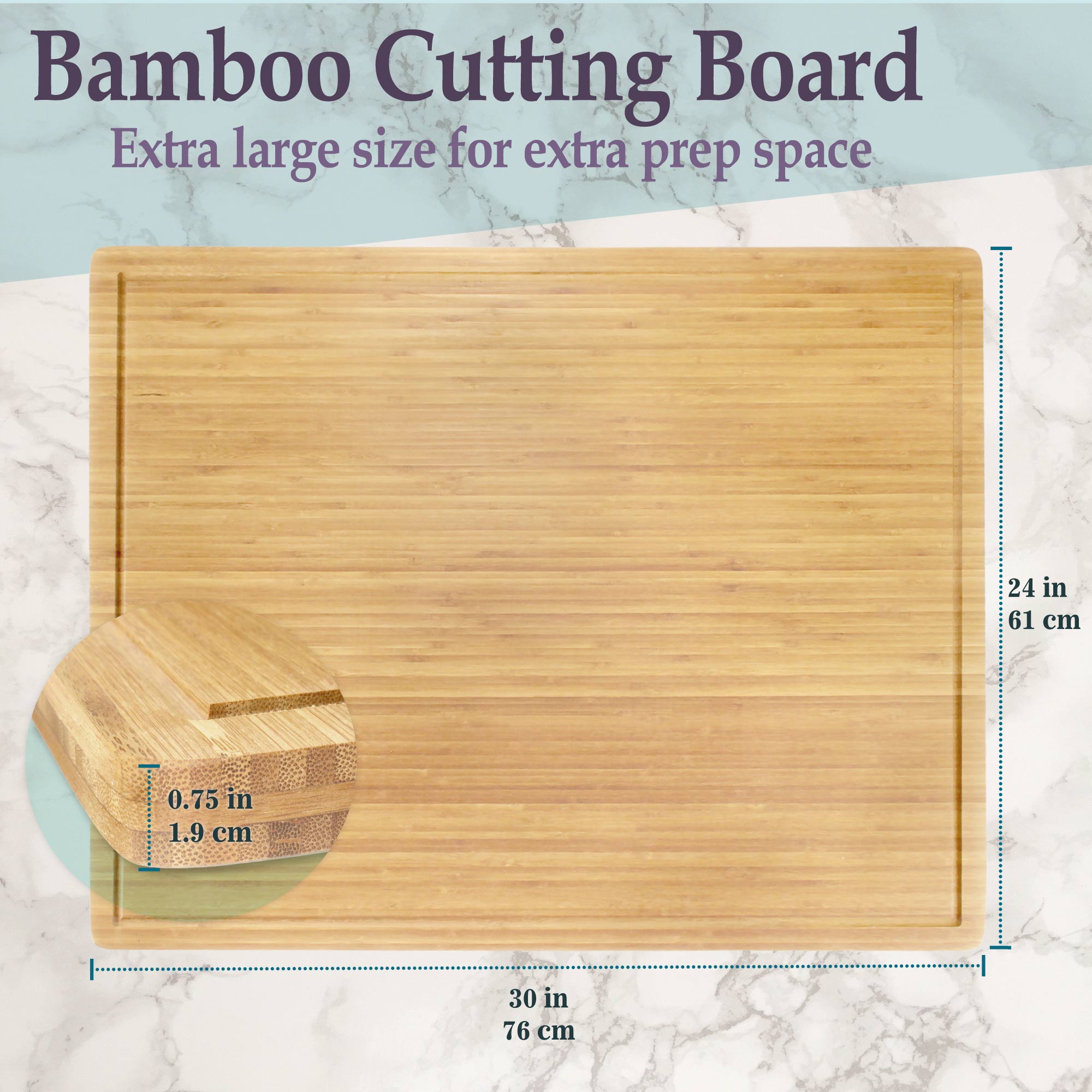 Extra Large Flat/Grooved Bamboo Cutting Board - Image 8