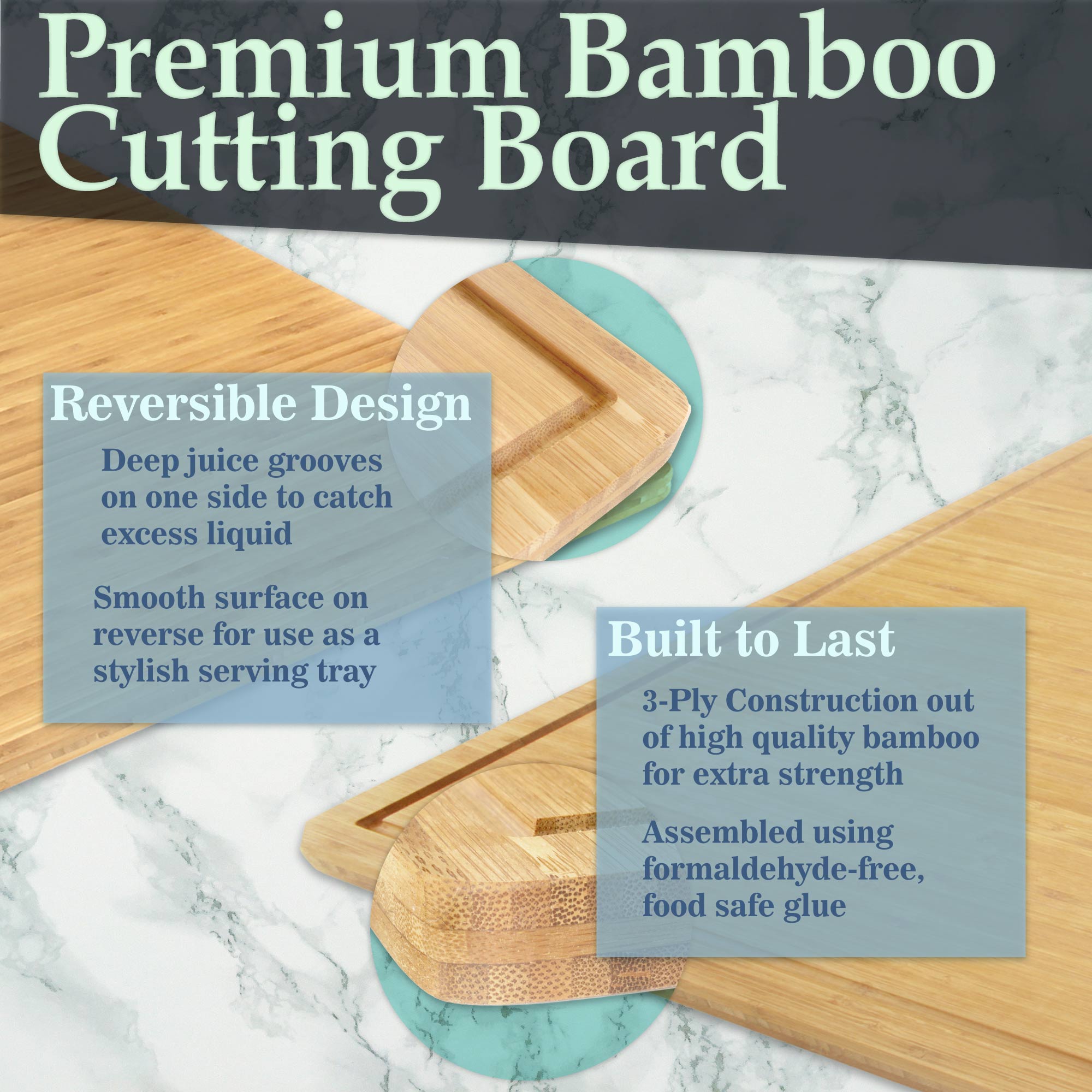 Extra Large Flat/Grooved Bamboo Cutting Board - Image 9