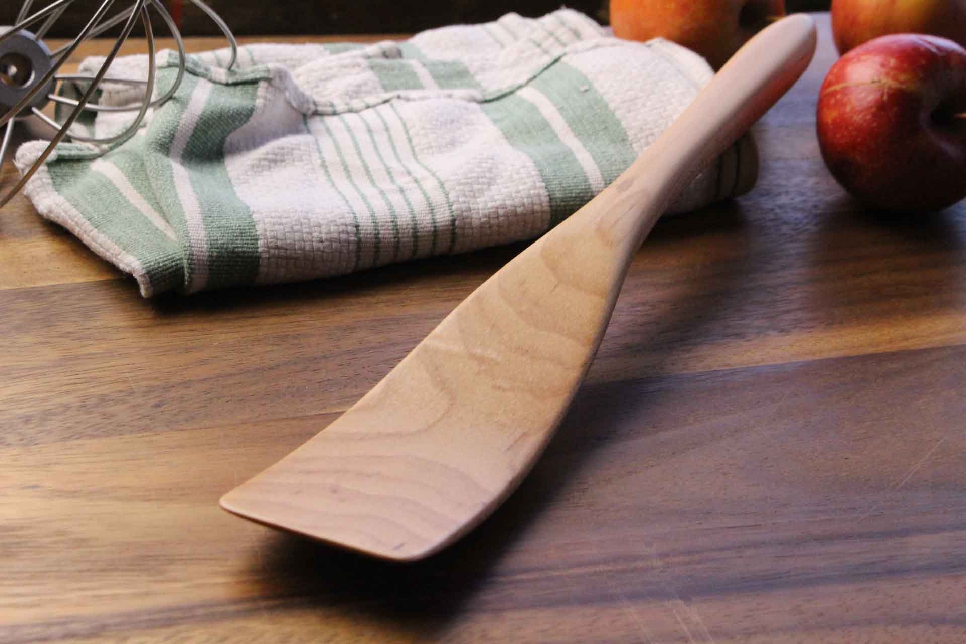 Handmade wooden flat ended spurtle kitchen utensil wooden spatula carved from Cherry wood - Image 6