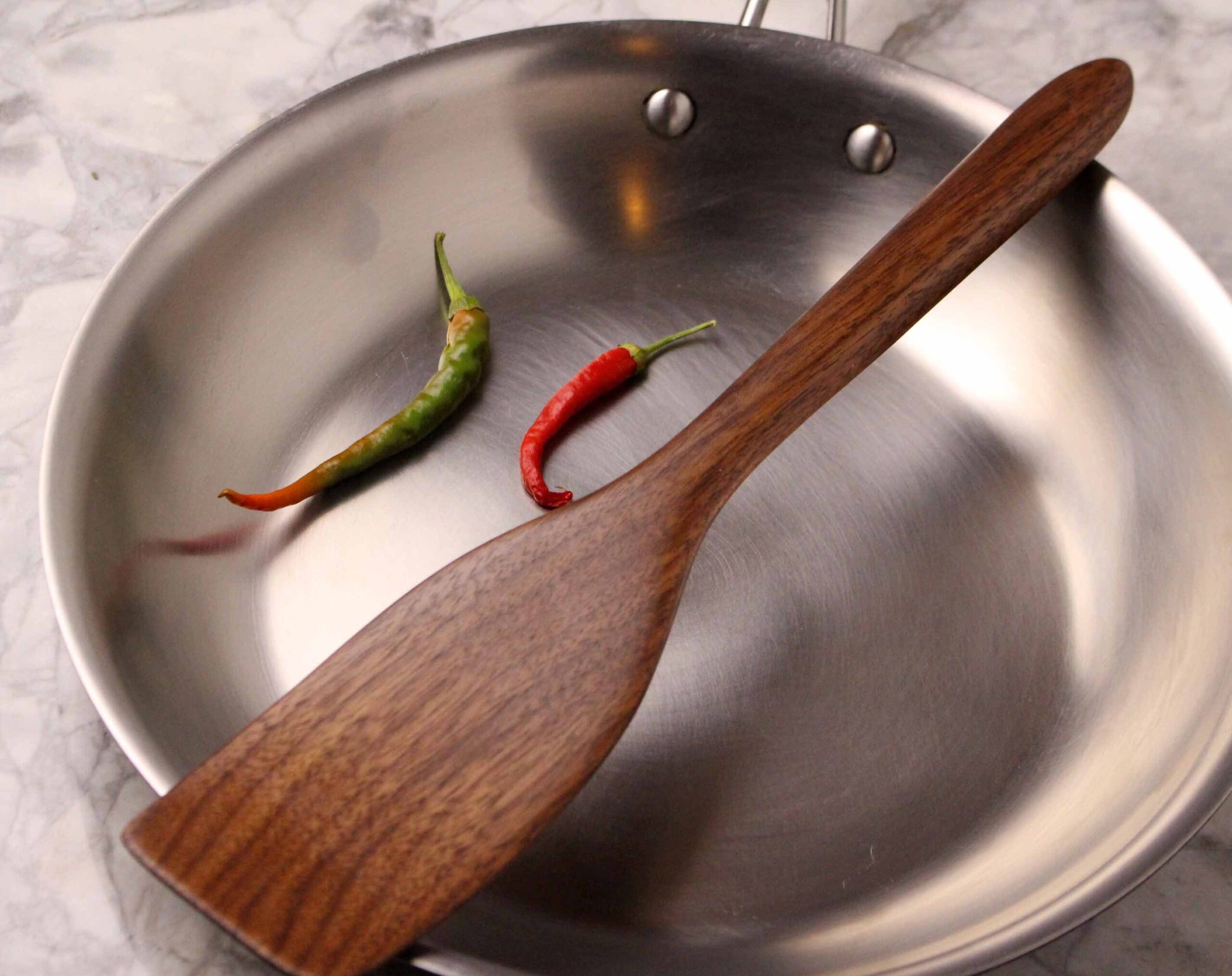 medium handmade wooden spatula for stirring and turning carved from Black Walnut wood. - Image 4