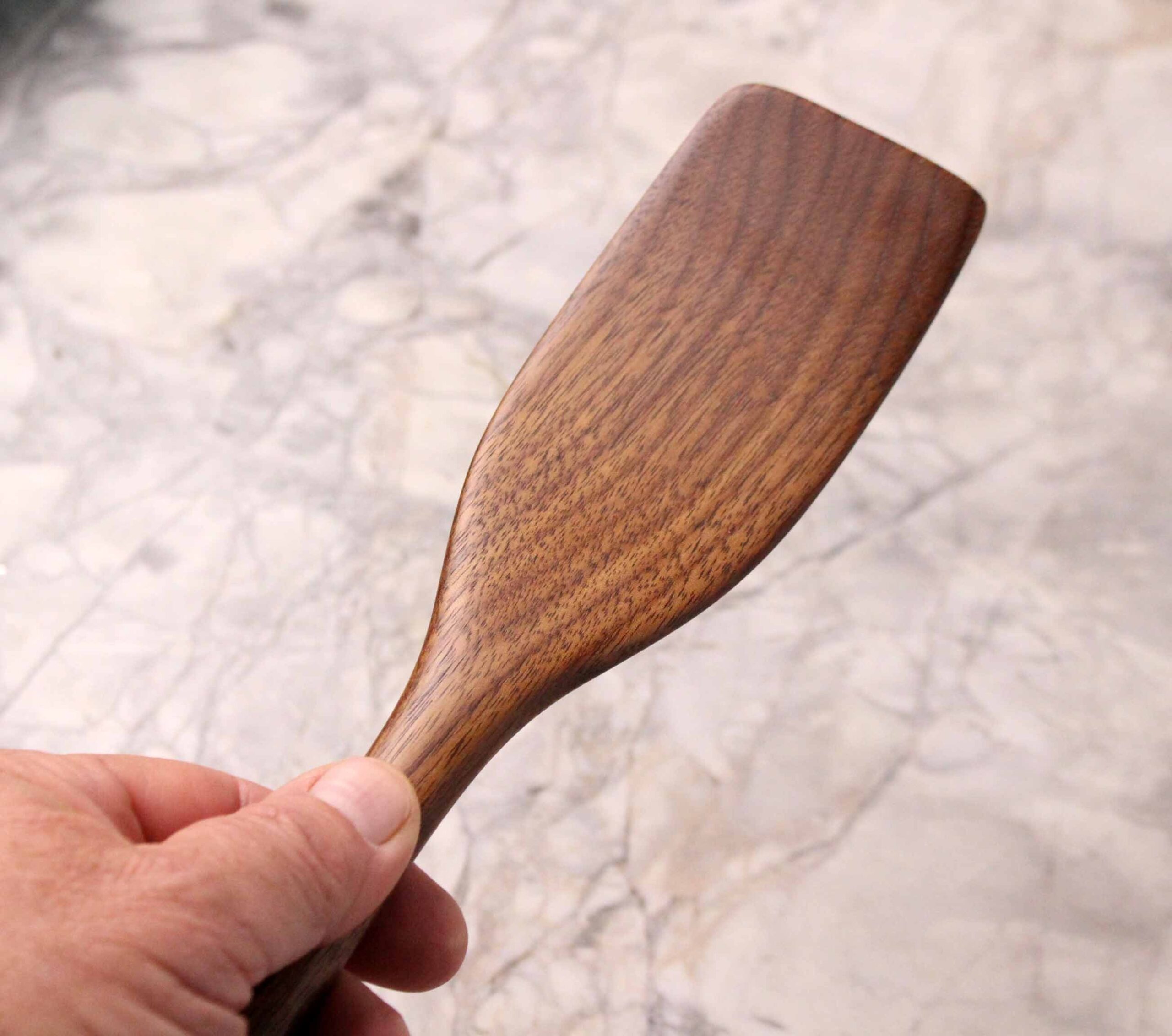medium handmade wooden spatula for stirring and turning carved from Black Walnut wood. - Image 6
