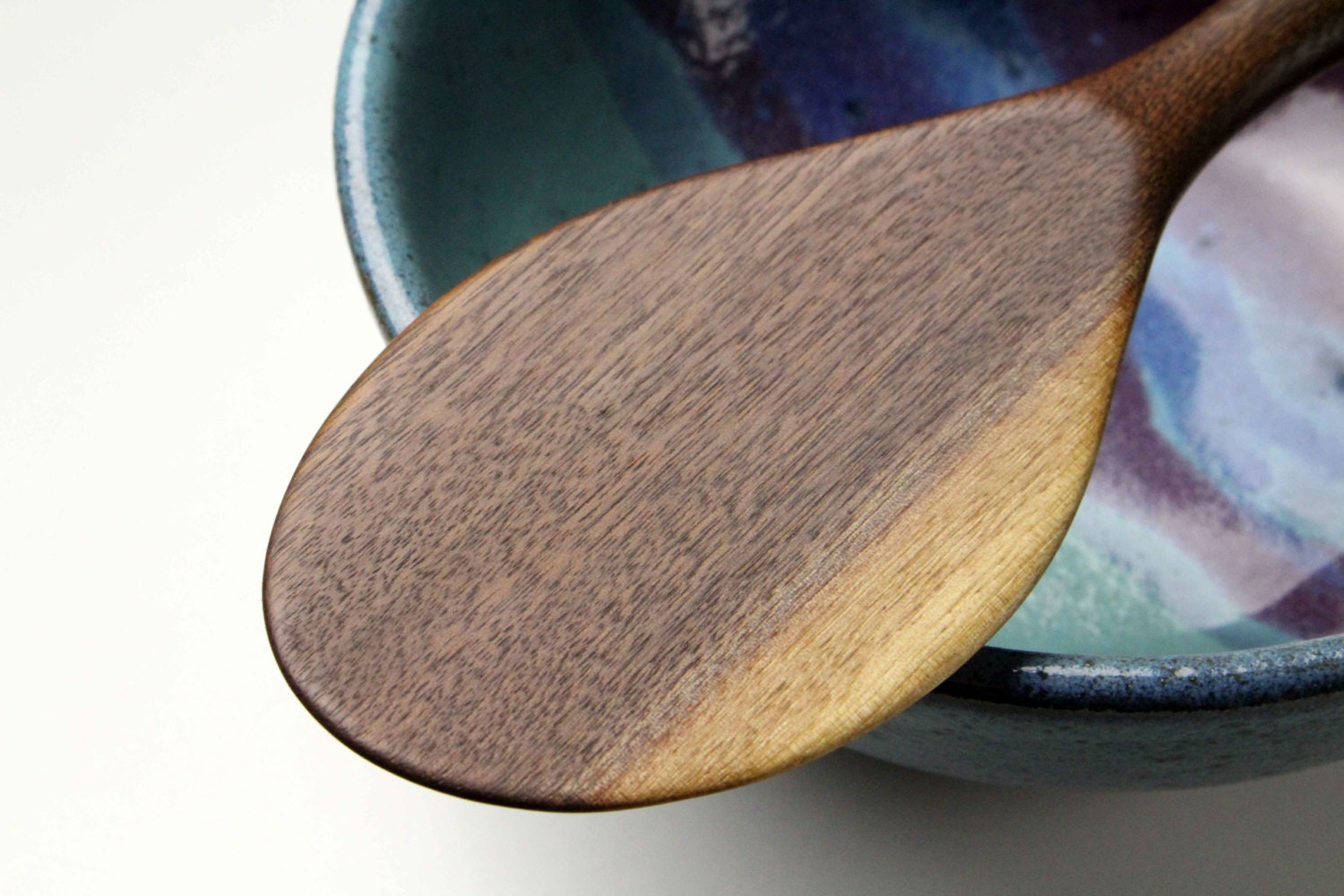 handmade heavy duty wooden spurtle kitchen utensil wooden spatula carved from Black Walnut rice and dough paddle - Image 2