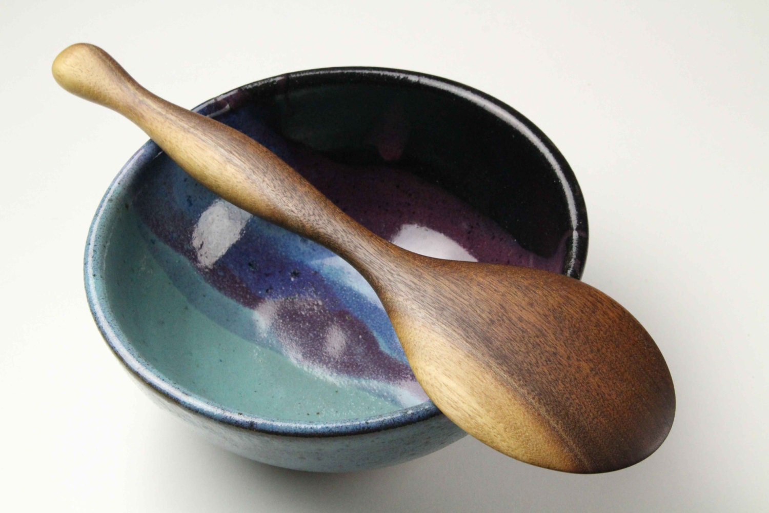 handmade heavy duty wooden spurtle kitchen utensil wooden spatula carved from Black Walnut rice and dough paddle - Image 4