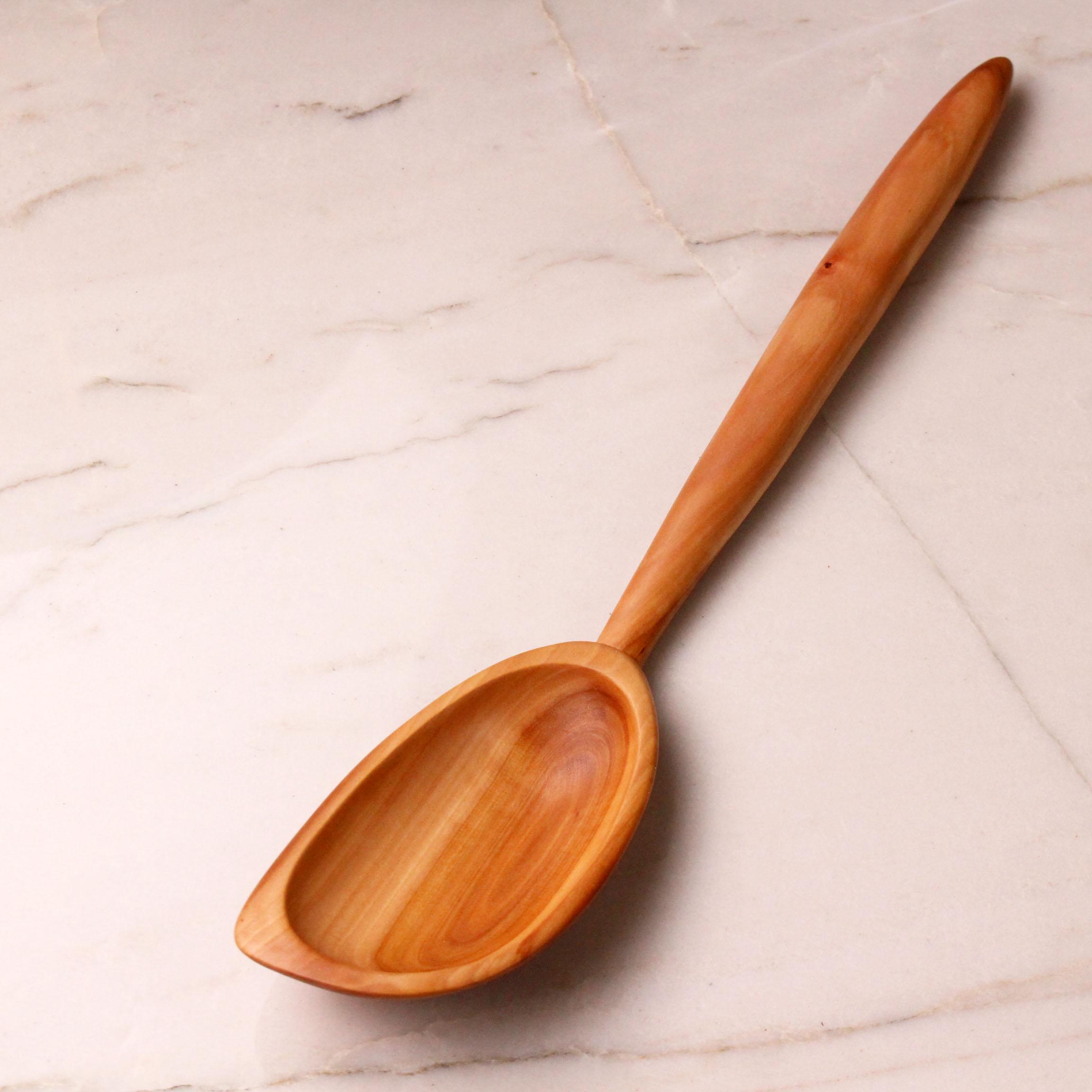 Handmade treenware wooden stirring spoon carved from salvaged Apple wood with a spatula end. - Image 5