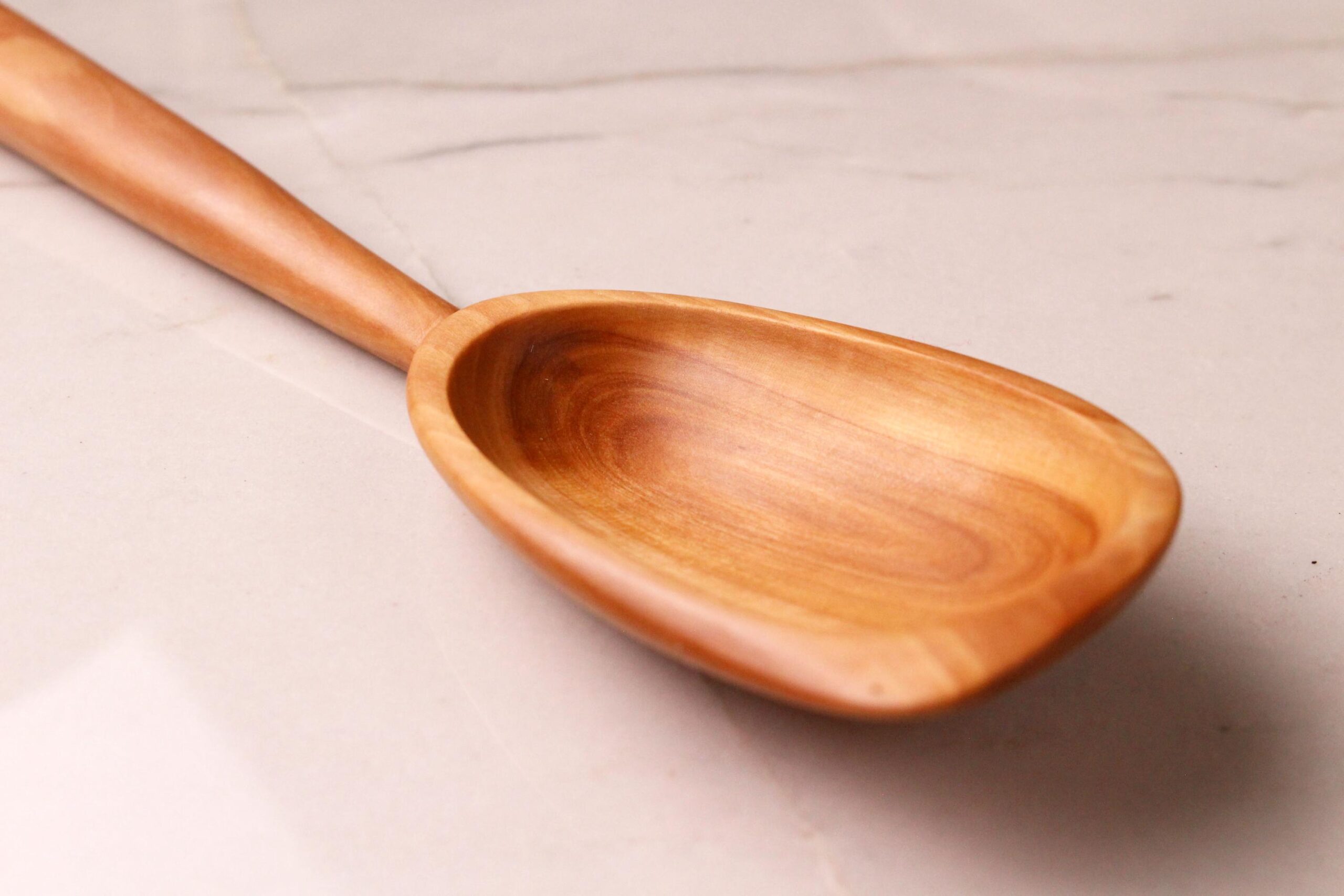 Handmade treenware wooden stirring spoon carved from salvaged Apple wood with a spatula end. - Image 8