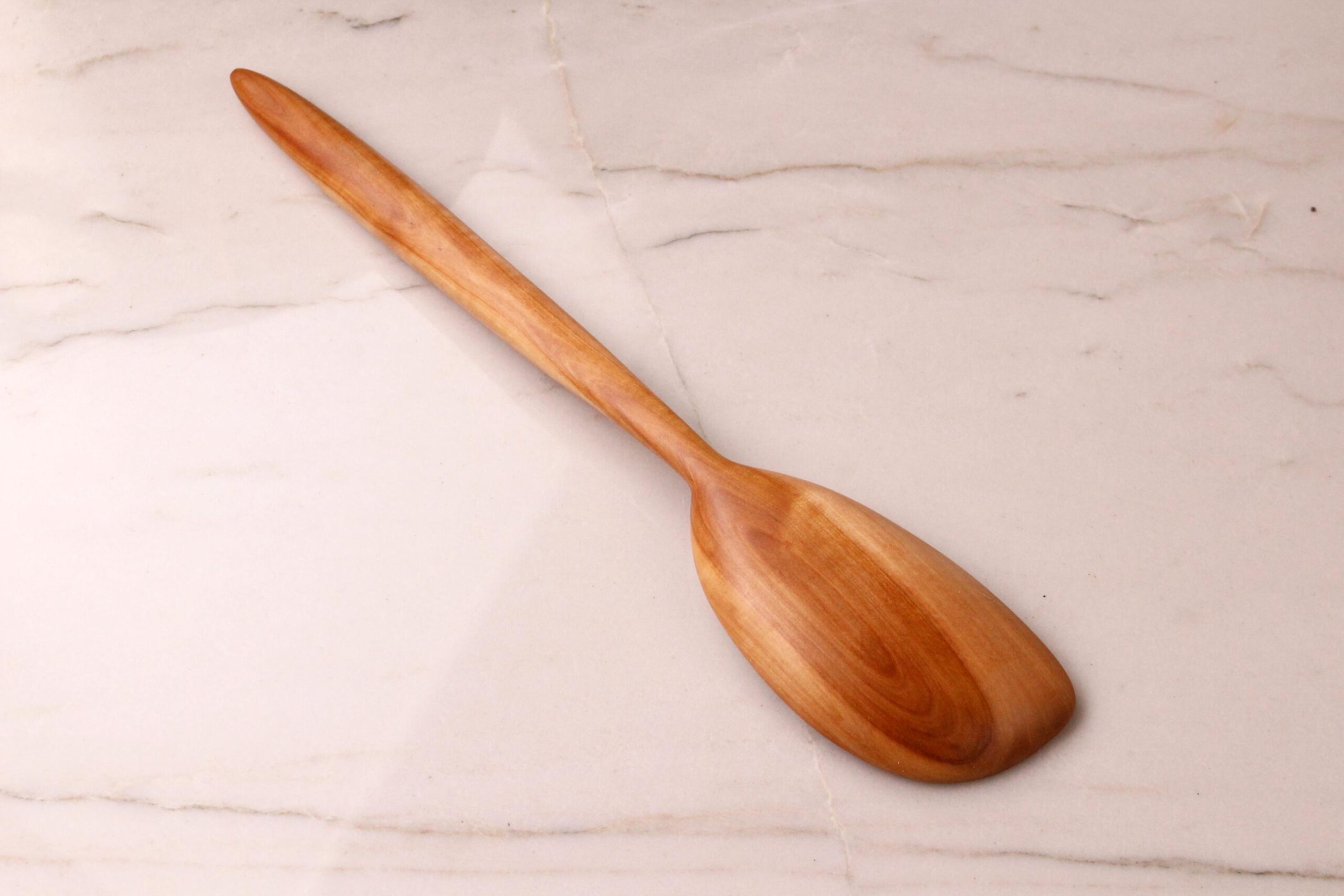 Handmade treenware wooden stirring spoon carved from salvaged Apple wood with a spatula end. - Image 9