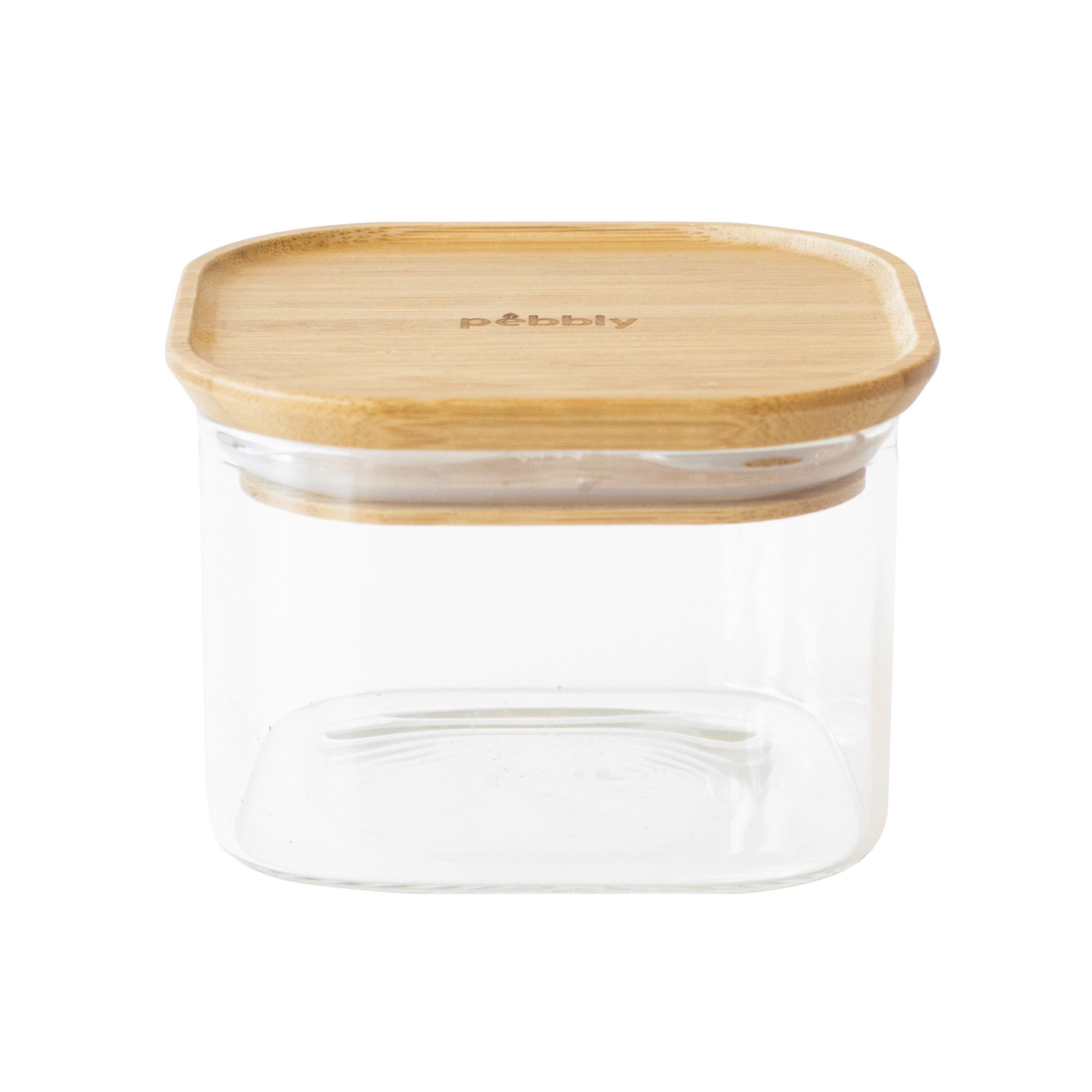 Square Glass Storage Canister With Bamboo Lid 500 ml - Image 3