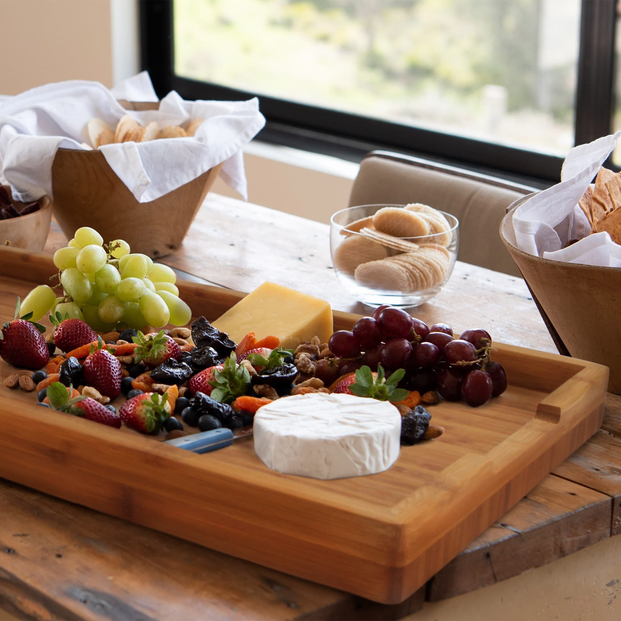 Prep boards arranged in an everyday kitchen